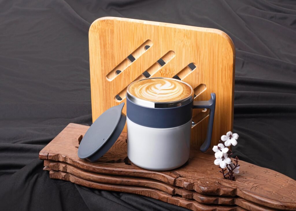 Insulated Stainless Steel Dual-Tone Travel Coffee Mug with Lid