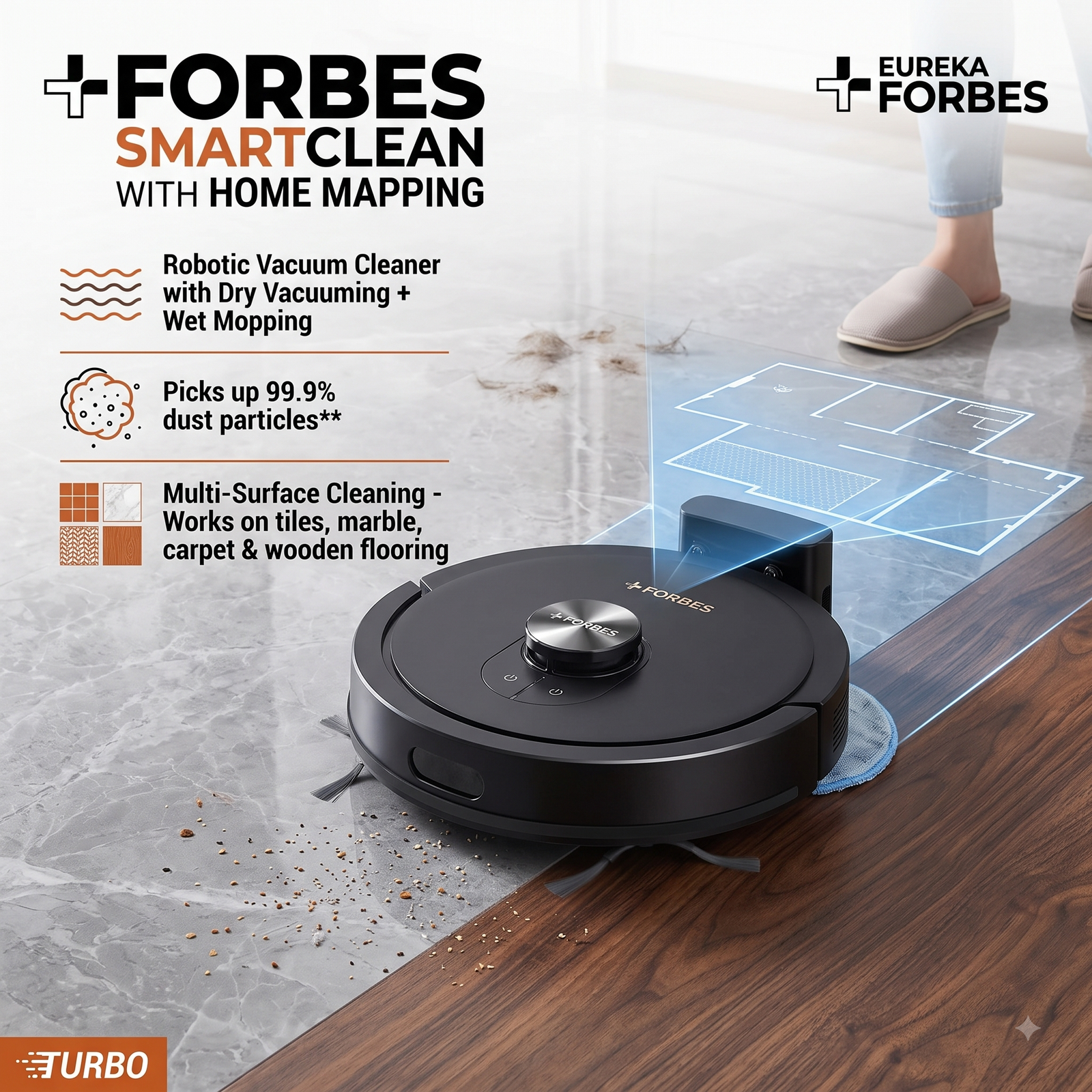 Forbes SmartClean Robotic Vacuum Cleaner with Home Mapping