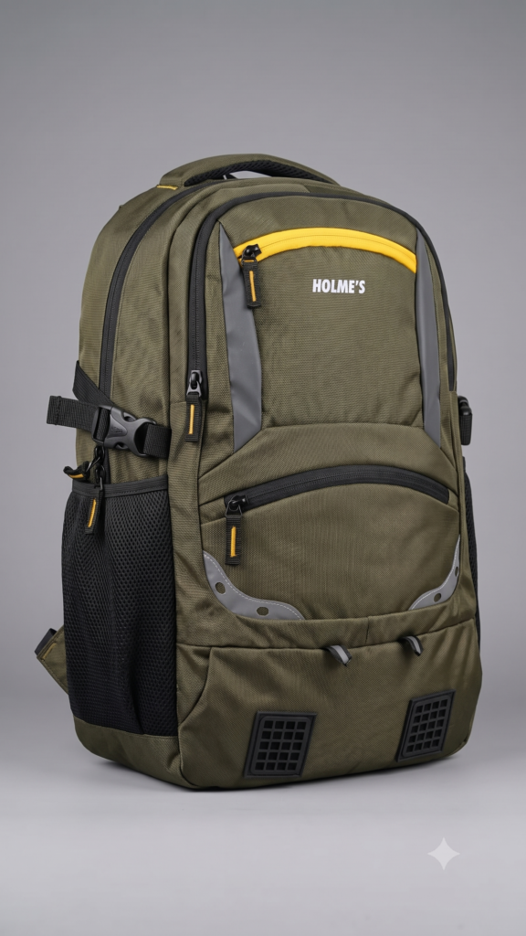 HOLME'S Olive Green & Yellow Tactical Laptop Backpack