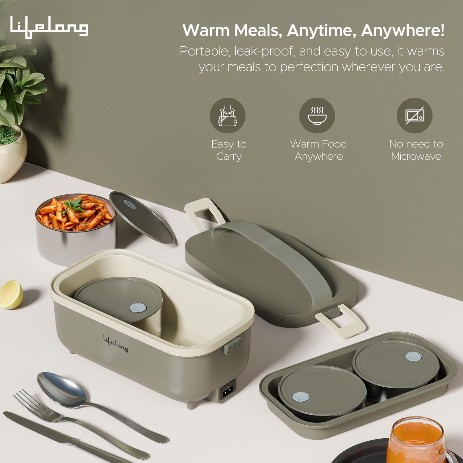 Lifelong Electric Lunch Box Food Warmer (Set of 4 Containers) - Image 3