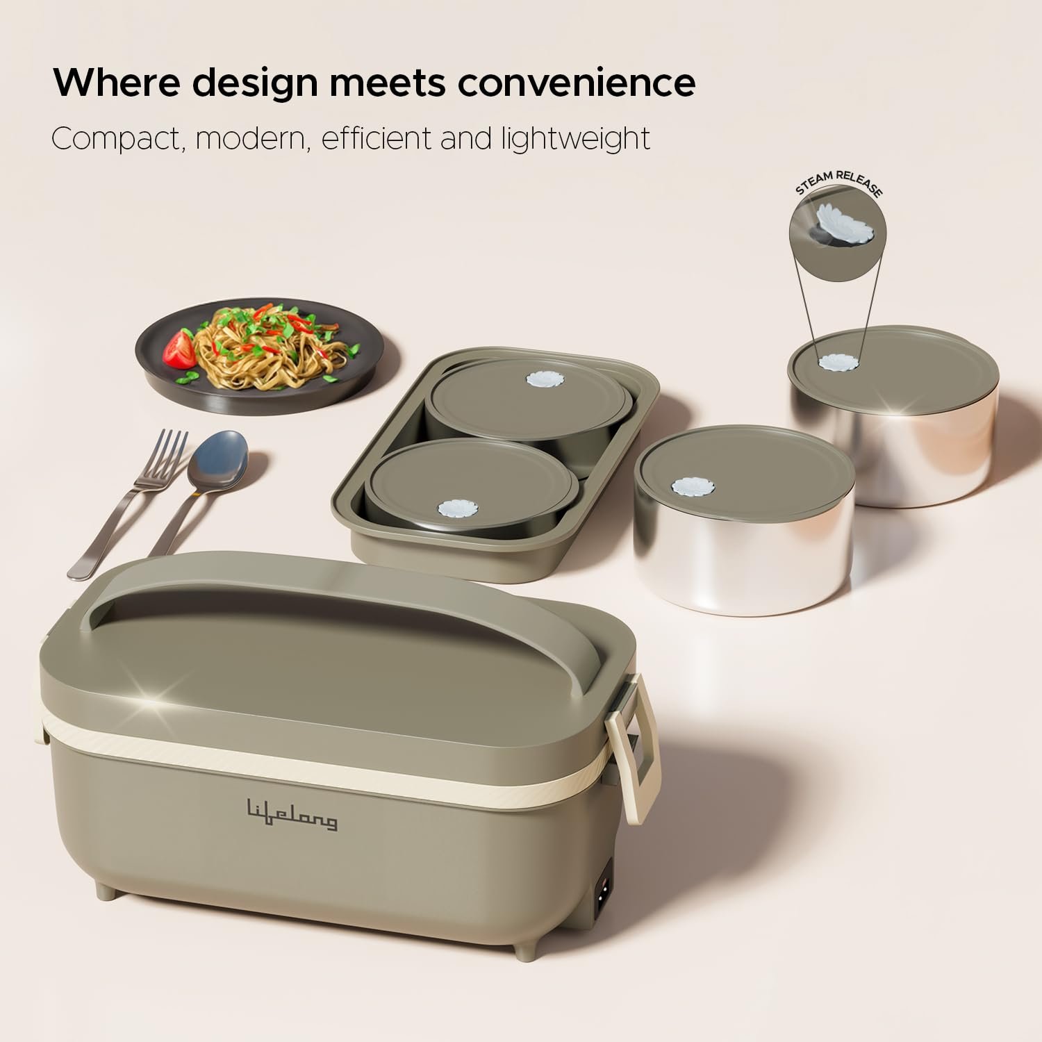Lifelong Electric Lunch Box Food Warmer (Set of 4 Containers) - Image 4