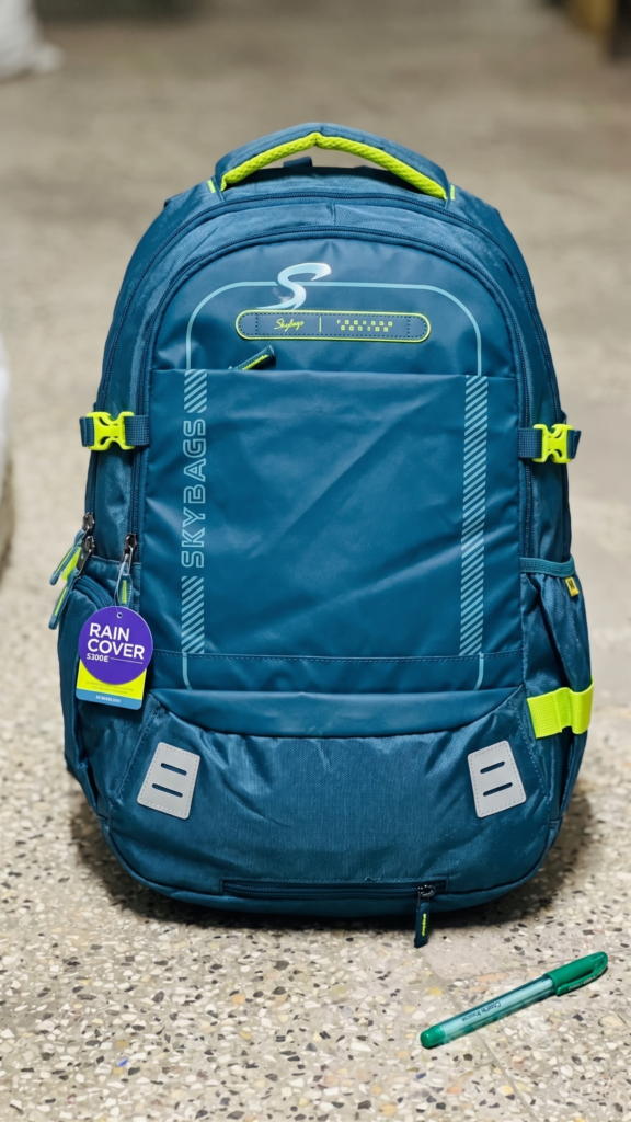 Skybags Techpro Teal Blue & Neon Green Laptop Backpack