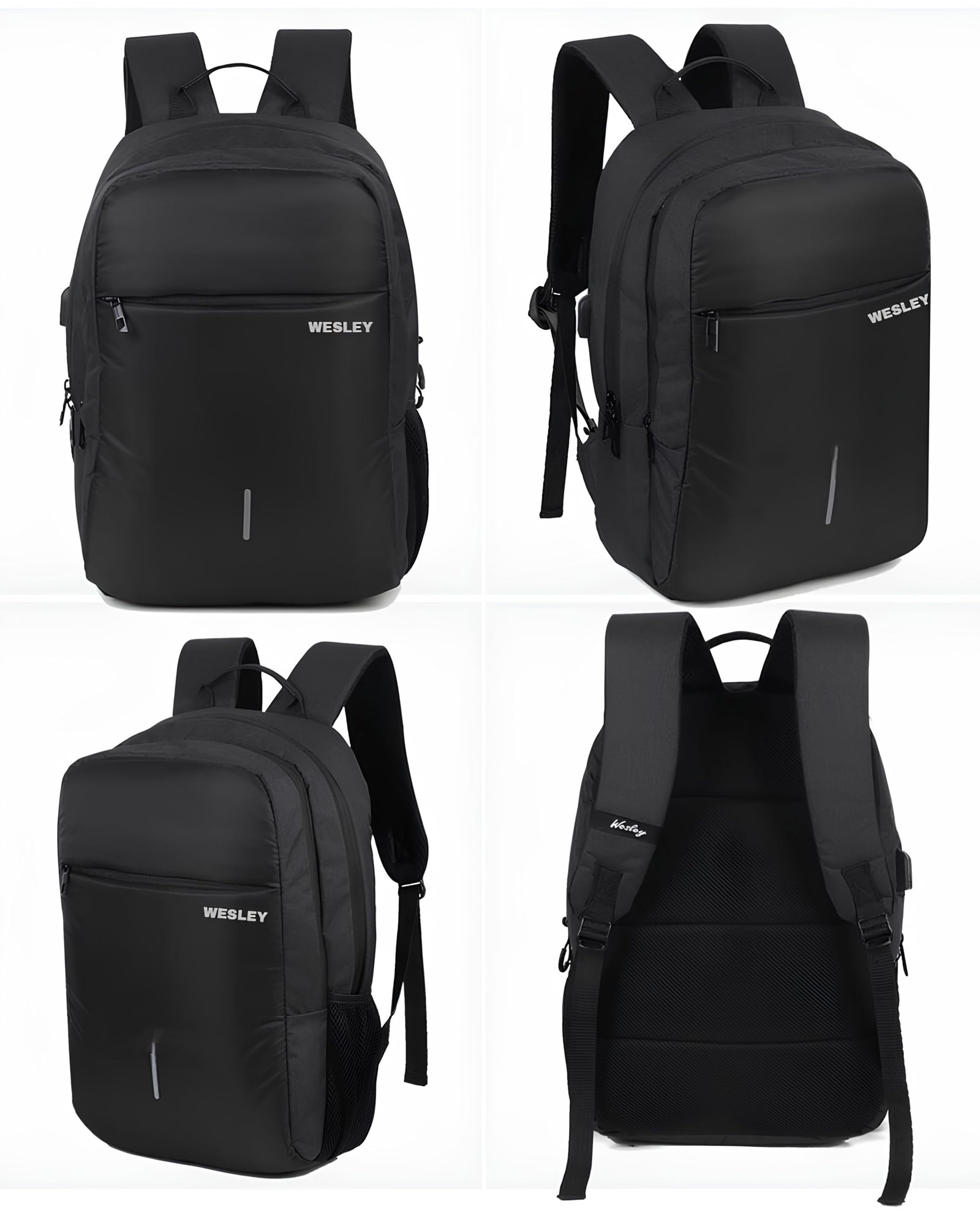 Wesley Milestone Matte Black Laptop Backpack - Image 2
